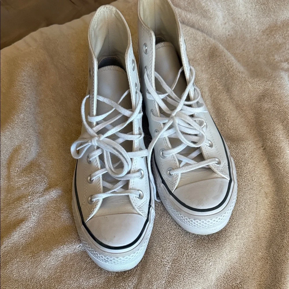Converse White High-Top Leather Sneakers - Picture 2 of 5
